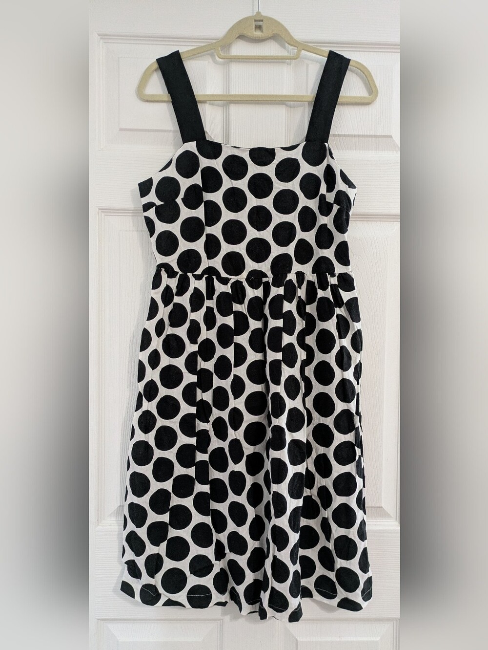 Who What Wear Black & White Polka‎ Dot Sleeveless Tank Top Linen Dress Medium